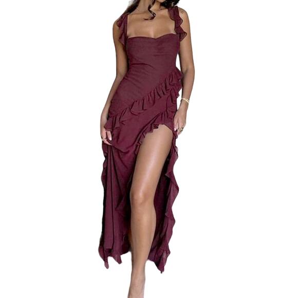 REVOLVE & OLD HOLLYWOOD lovers COMMENSE burgundy dress L - Picture 1 of 3